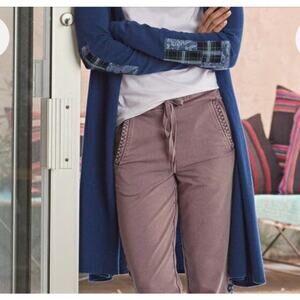 Sundance Boho Blue Elbow Patch Duster Cardigan Long XS Wool Alpaca Blend